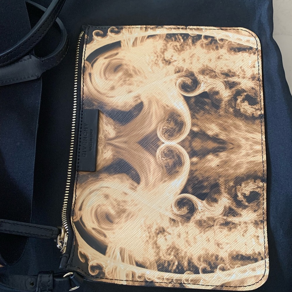 Givenchy Antigona shopping Tote and Pouch. W “15.5”, H “13.0”, D “7.5”.